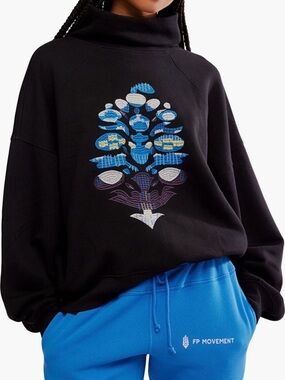 FP Movement On Your Mark Logo Embroidered Funnel-Neck Sweatshirt (oversized)